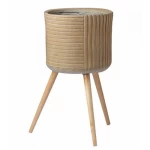 Planter made of Clay, Cylindrical Design, Dimensions 36×70 cm, Beige Color