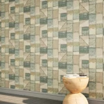 ورق جداري تصميم هندسي ازرق فاتح، طول 10 م، عرض 50 سم