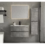 Decorative Wash Basin With With Wardrobe and LED Mirrors, Size 80×47×50 cm, Dark Gray Color