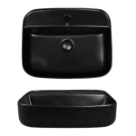 Ceramic Counter Top Wash Basin Rectangular Surface 14×41×51 cm, Matte Black Color