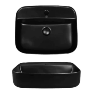 Ceramic Counter Top Wash Basin Rectangular 14×41×51 cm, Matte Black | Hatch Company
