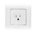 فيش ساسو 127 فولت مفرد 15 أمبير الفنار موديل أمنية المقاس  7x7 اللون ابيض بحلقة كروم