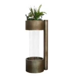 circular steel decorative fountain, brown color, size 80x32x32 cm
