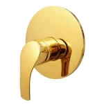 Concealed Shower Mixer handle, Gold Color, Round Shape with face, Single Line