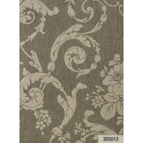 Italian Wallpaper Floral Design Dark Beige, Size 10m x 0.73m, Model 305012 | Balbaid Decor Company