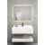 Single Normal Basin Artificial Marble Bathroom with LED Mirror 80 cm, White With Golden Veins Color