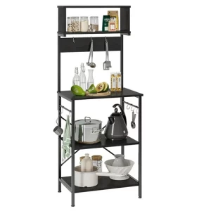 5-Tier Kitchen Baker Rack with Hooks Height 153 cm, Width 60 cm, Depth 40 cm, Black | Revvvd Factory