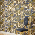 ورق حائط شرقي، مقاس 10 م×50 سم، لون ازرق