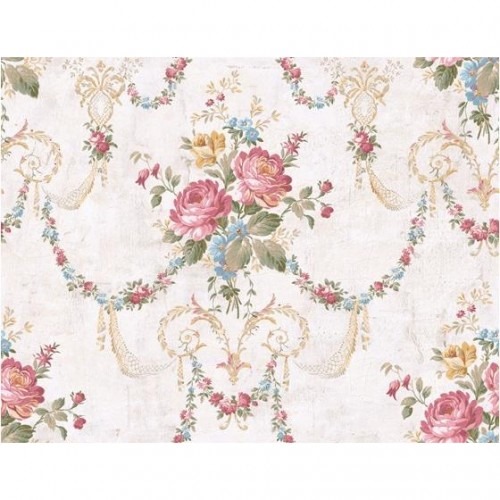 American Floral Wallpaper 10 m x 0.53 m Off White, Model FF51401 | Balbaid Decor Company