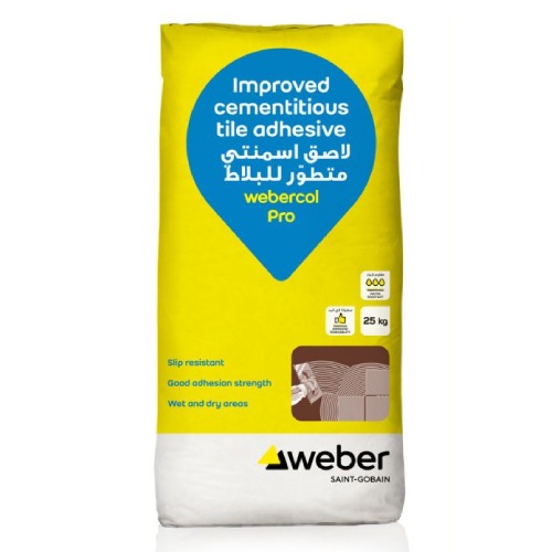 لاصق بلاط أسمنتي محسن 25 كجم لون رمادى | Webercol Pro براند سودامكو -ويبر