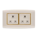 فيش كهرباء مزدوج 13 أمبير  الفنار موديل أمنية المقاس  7x14 اللون ذهبى بحلقة ذهبى