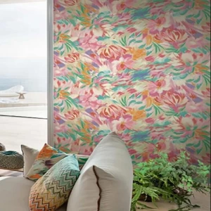 Leaf-patterned Design Wallpaper 10 mx50 cm, Orange Color | 