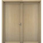 باب مزدوج بريميوم مصنوع من الخشب الطبيعي، بيج، مقاس 220 × 235 سم، سمك 6 سم، موديل M02