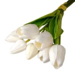 باقة ورد صناعي بلقيس، لون أبيض مع أخضر، طول 27 سم