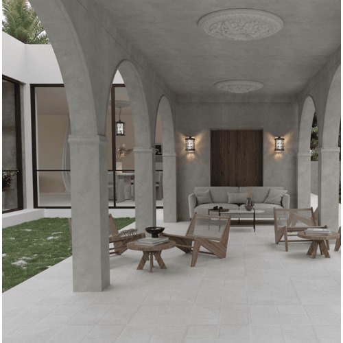 Matte Ceramic Floor Tiles 15 mm Thickness, 60x60 cm Size, Light Grey | Saudi Ceramics