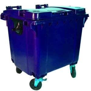 صندوق نفايات بلاستيكية HDPE سعة 660 لتر مقاس 123×105×76 سم لون أزرق | مصنع الفريدي للصناعات البلاستيكية