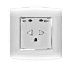 Electrical Switch socket 3 holes 16 Amp Alfanar Model  Omnia Size 7x7 Colour Silver with Chrome Ring