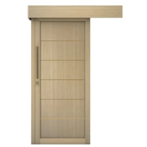 أبواب سحاب بريميوم خشبيه 110×265 سم، سمك 6 سم، بيج | موديل GM01