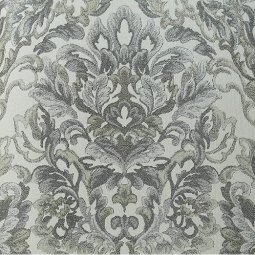 Leaf Patterned Wallpaper 15.6m x 106cm, Faint & Dark Gray with Light Green | Luxury line