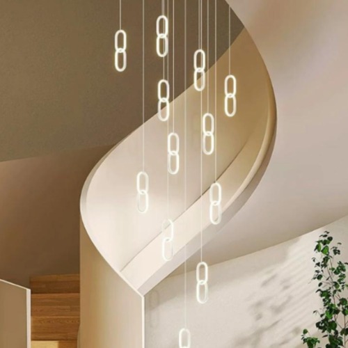Modern Metal Pendant Height 3 meters Diameter 60 cm White | Matkel Store