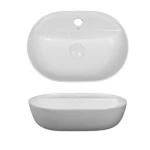 Oval Ceramic Counter Top Wash Basin Brilliant White Color, Size 12×30×43 cm