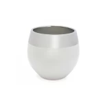 Ceramic planter pot width 31.5 cm height 28.5 cm white and silver color