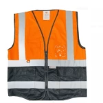 سترة سلامة عاكسة، شرائط عاكسة، مقاس M، (أسود/برتقالى)، أربع جيوب، بوليستر