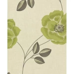 Floral wall covering beige and green color, length 10 m, width 0.53 m, model 20480