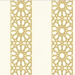 Patterned Wallpaper, Length 15.6 meters, Width 100 cm, beige and gold Color