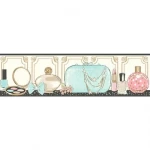 American wall Covering for youth and children, size 10 m x 0.53 m, beige with cyan color, model GK8892B 