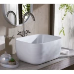 Counter Porcelain Wash Basin 50×40×25 cm, White Color Lola Model