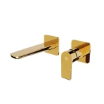 Washbasin Mixer Length 12 cm, Width 8 cm, Height 17.8 cm, Shiny Gold