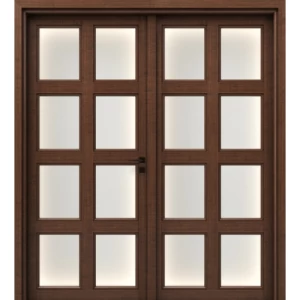 Premium Luxury Classic Double Wood Entrance Door 220×235 cm, 6 cm Thickness, Dark Brown | Model GPR05