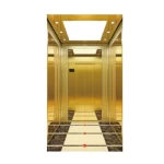 Private titanium gold elevator, 5 passengers, 400 KG, middle-opening, 0.4 m/s speed