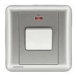 مفتاح مفرد 45 امبير ثنائي القطب مع مؤشر ضوئي (نيون)، فضي داكن، مقاس 86×86 مم، 250 فولت، ماركة سيمنز (دلتا سيتا) 