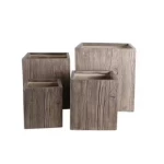 Fiberglass Plant Pot, Wooden , Dimensions 44×44×42 cm