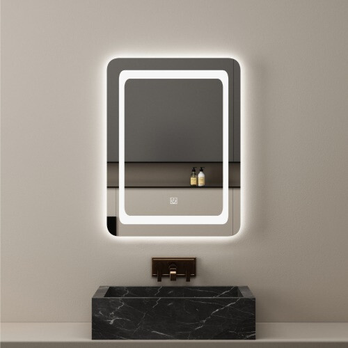 LED Wall Mirror 60×80 Cm Rectangular, White-Yellow-Mix Light | Al Muhaidib Sanitary and Ceramic