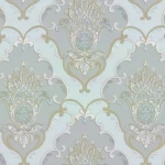 Classic Wallpaper Gray with Sky Blue, Size 10m×1.06m, Model 83011