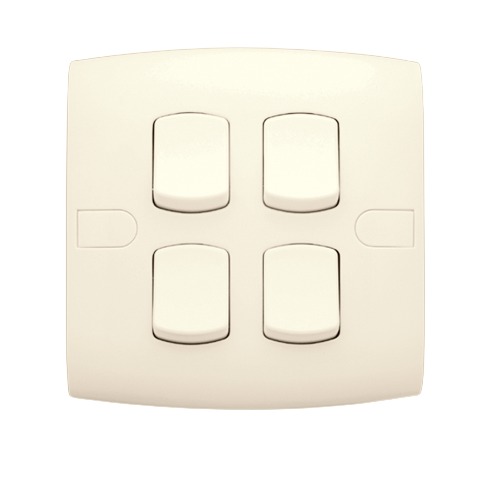 Electrical Light Switch 4 Gang 2 Way 10 Amp 7x7 cm Beige | Al Fanar