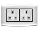 فيش كهرباء مزدوج 13 أمبير  الفنار موديل أمنية المقاس  7x14 اللون فضى بحلقة سوداء