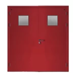 Fire door SFFECO  Cold rolled steel   with square glass window Model SF/DD  Double Door leaf size  1900×1950    mm  Color Red