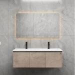 Bathroom Wooden Washbasin, Size 120×47×44 cm, LED Mirror, Beige Color