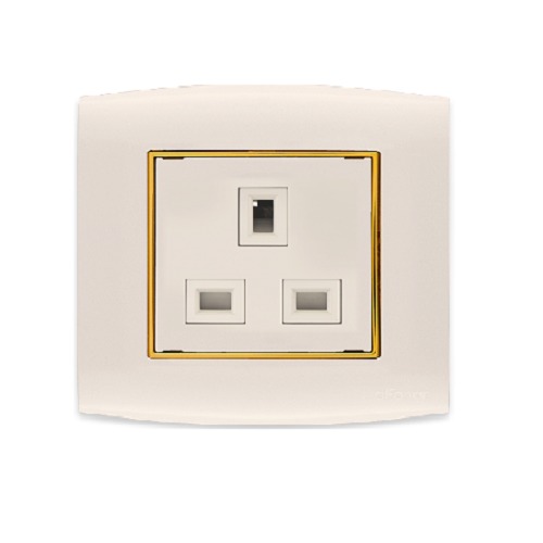 Electrical Switch Socket 1g 13 Amp 7x7 cm Gold with Gold Ring | Al Fanar