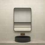 مرآة مستطيل، إطار ألمنيوم اسود، مقاس 60 × 80 سم