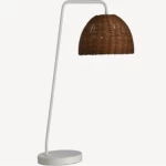 Luxurious Table Lamp, White with brown color, Size 23x25x60 cm