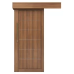 باب سحاب خشب طبيعي صلب، بني فاتح، مقاس 110× 265 سم، المتانة 6 سم، رقم الموديل M01