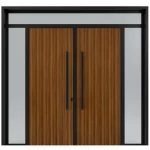باب خارجي ألمنيوم مقاوم للماء والرطوبة، لون اسود مع بنى، صناعة إماراتية، موديل 92