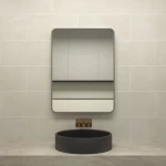 مراية ليد مستطيل الشكل مع إطار ألومنيوم رمادي ، مقاس 60×80 سم، سماكة 4 مم