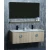 Wooden Bathroom Washbasin Double Bowl With Marble Undermount Basin, LED Mirror And Shelf, Size 120 cm, Light Woody Color