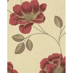 Wall decoration floral design, size 10 m x 0.53 m, beige and red color, model 20303